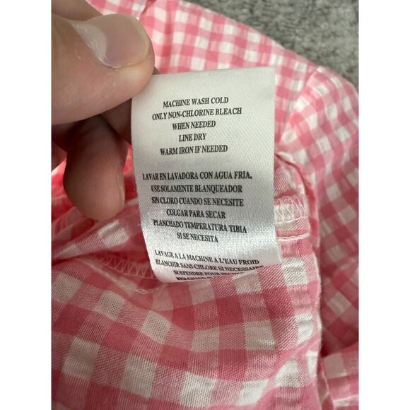 Kut From The Cloth Size XS Plaid V Neck Casual Button Top Pink Long Sleeve - Picture 7 of 8